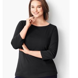 TALBOTS PIMA COTTON BATEAU NECK TEE | BLACK | 2XL